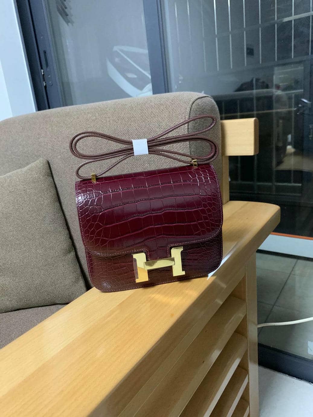 Constance Cowhide Crocodile Embossed Bag-14